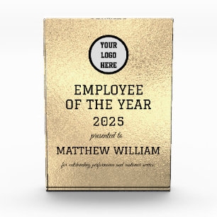Employee Recognition Company Modern Logo Gold Acrylic Award