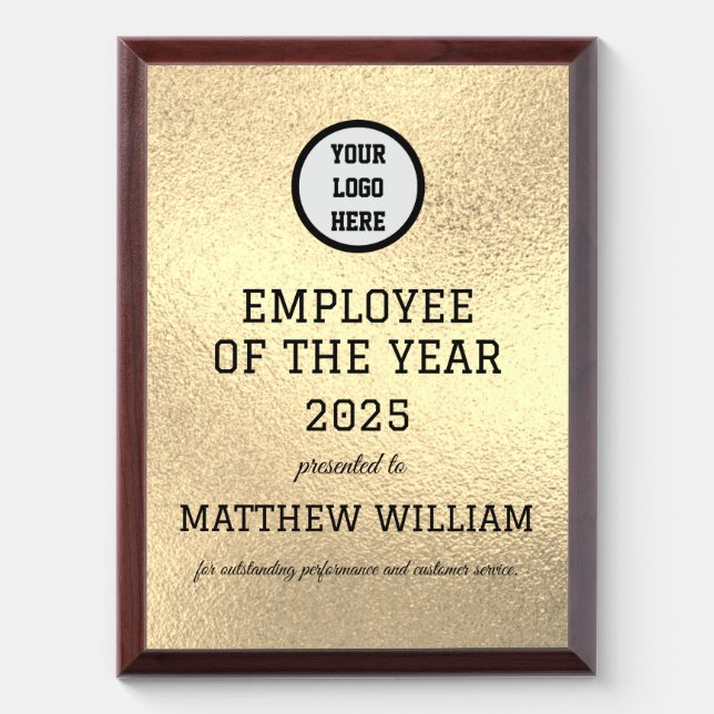 Employee Recognition Company Modern Logo Gold Award Plaque (Vertical)