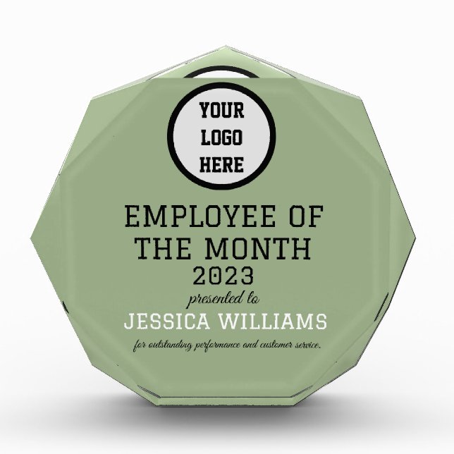 Employee Recognition Company Modern Logo Green Acrylic Award (Front)