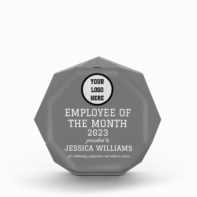 Employee Recognition Company Modern Logo Grey Acry Acrylic Award (Front)