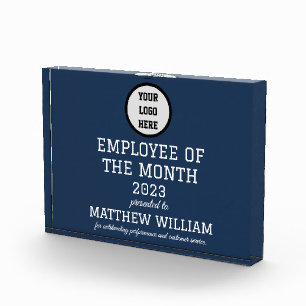 Employee Recognition Company Modern Logo Navy Blue Acrylic Award