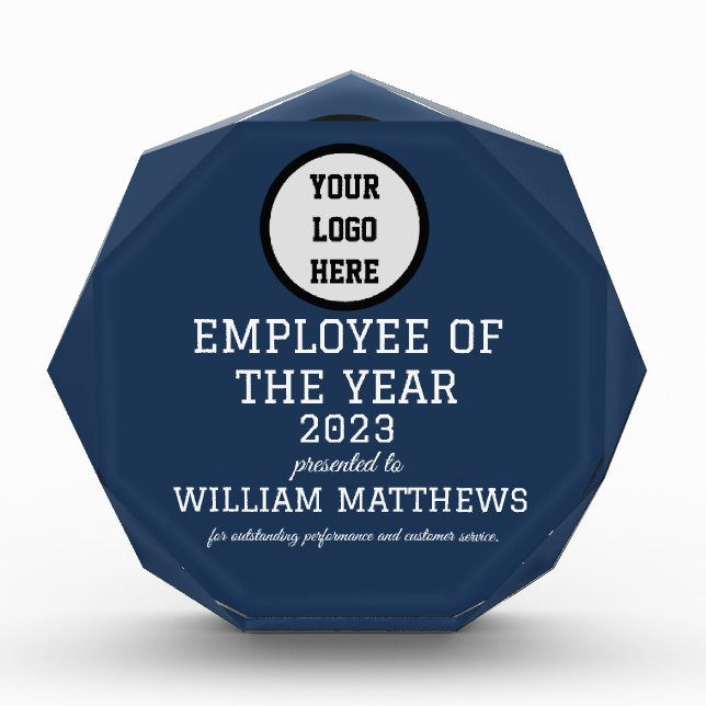 Employee Recognition Company Modern Logo Navy blue Acrylic Award (Front)