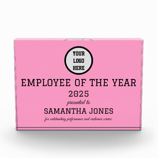 Employee Recognition Company Modern Logo Pink Acrylic Award (Front)