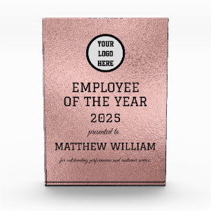 Employee Recognition Company Modern Logo Pink Acrylic Award