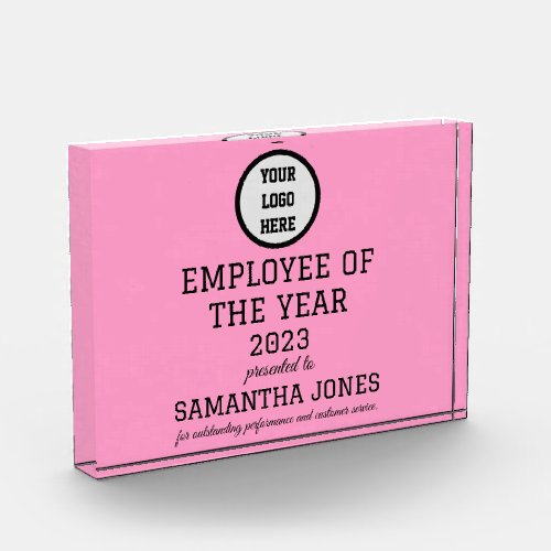 Employee Recognition Company Modern Logo Pink Acrylic Award