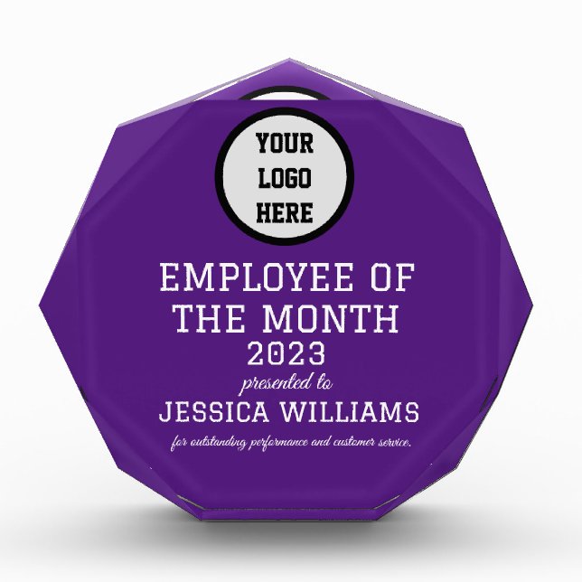 Employee Recognition Company Modern Logo Purple Ac Acrylic Award (Front)