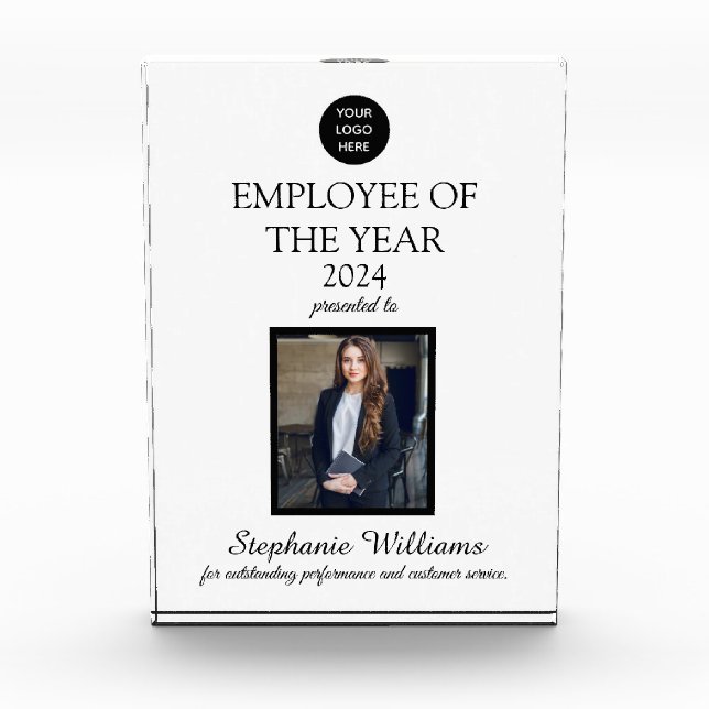 Employee Recognition Company Photo Logo Black Acrylic Award (Front)