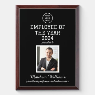 Employee Recognition Company Photo Logo Black Award Plaque
