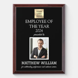 Employee Recognition Company Photo Logo Black Award Plaque