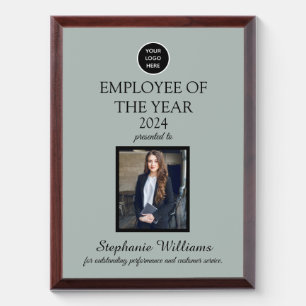Employee Recognition Company Photo Logo Green Award Plaque