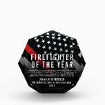Employee Recognition Firefighter of the Year Acrylic Award<br><div class="desc">This design features a firefighter flag with black and white stripes,  and a thin red line stripe as well. This award is great for showing appreciation to a firefighter,  lieutenant,  captain,  or chief for their service and becoming firefighter of the year.</div>