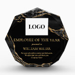 Employee Recognition Gold and Black Marble Agate Acrylic Award<br><div class="desc">An elegant style employee recognition award. You can change the wording to suit the type of award you are presenting. Please note,  marble and glitter details are simulated.</div>