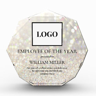 Employee Recognition Logo Glitter Patterned Custom Acrylic Award