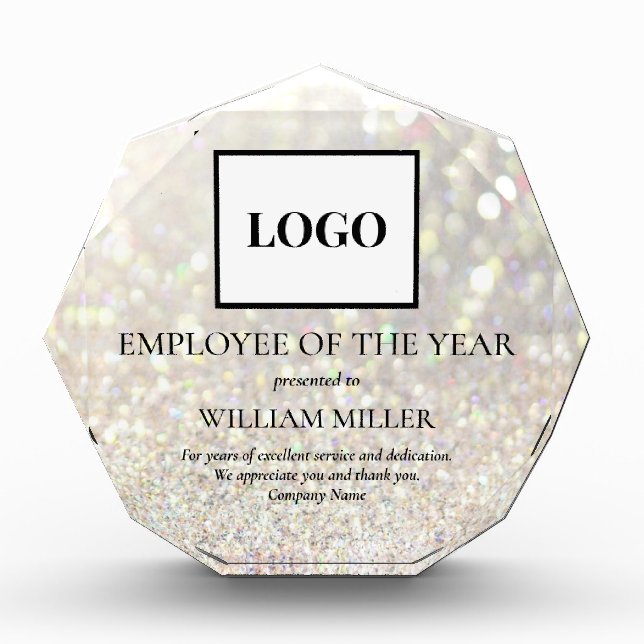 Employee Recognition Logo Glitter Patterned Custom Acrylic Award (Front)