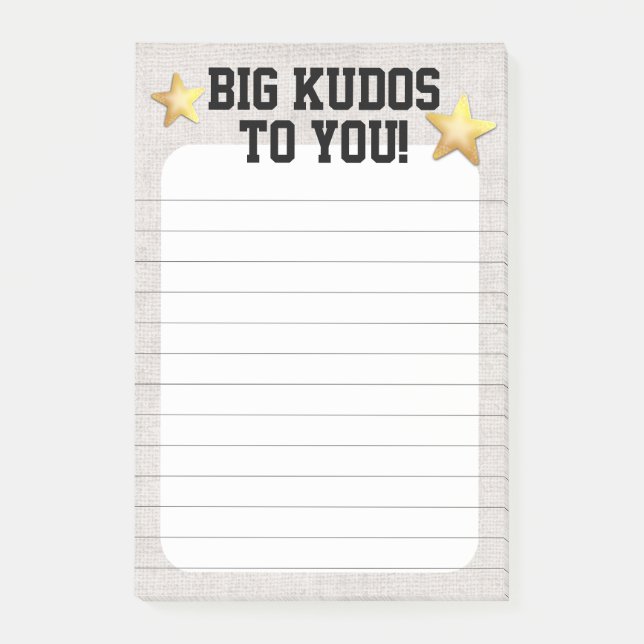 Employee recognition post-it award big kudos notes (Front)