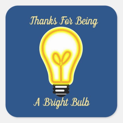 Employee Recognition Thank You Bright Light Bulb Square Sticker