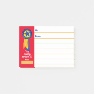Employee recognition you rock ribbon award post-it notes