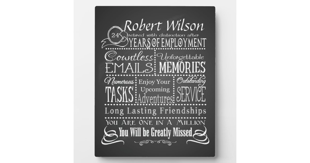 employee retirement gift for boss, long service plaque | Zazzle.com