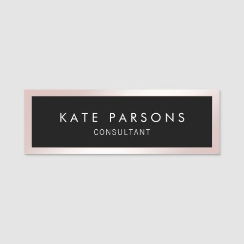 Employee  Rose Gold Black Name Tag