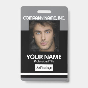 Employee / School Photo Badge - Black and Gray