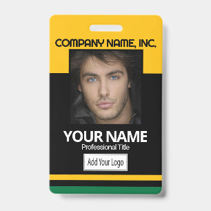 Employee / School Photo Badge - Black, Gold, Green