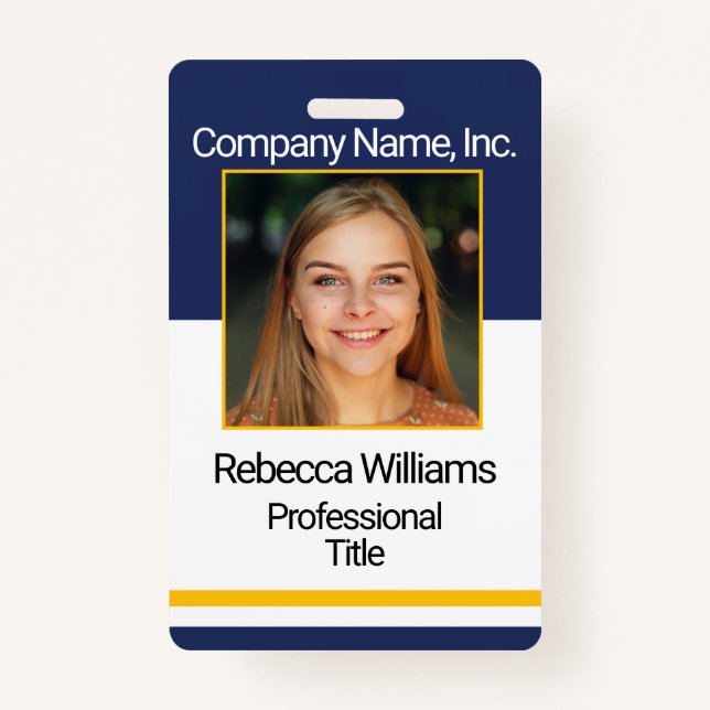 Employee / School Photo Badge - Navy and Gold (Front)