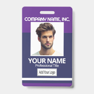 Employee / School Photo Badge- Purple & Navy Blue Badge