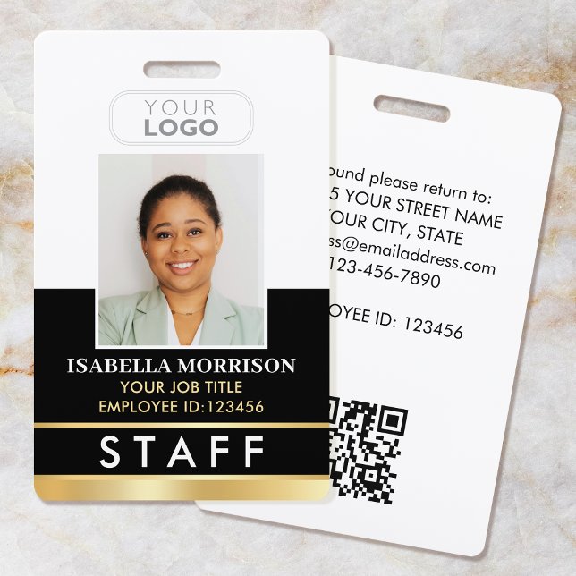 Employee Staff ID Name Logo Black Gold Gradient Badge (Creator Uploaded)