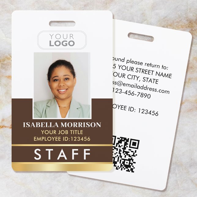 Employee Staff ID Name Logo Brown Gold Gradient Badge (Creator Uploaded)