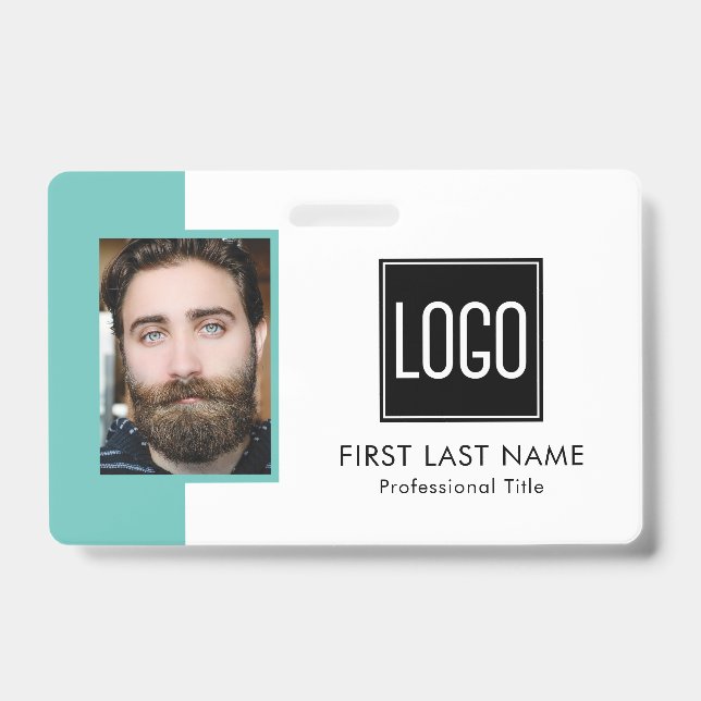 Employee Staff ID | Teal Logo Photo Badge (Front)