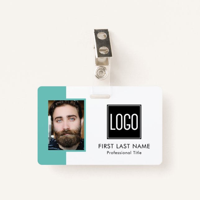 Employee Staff ID | Teal Logo Photo Badge (Front with Clip)
