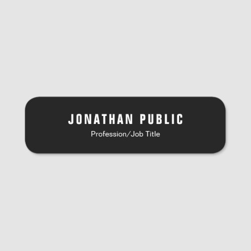 Employee Staff Name Tags Modern Black And White
