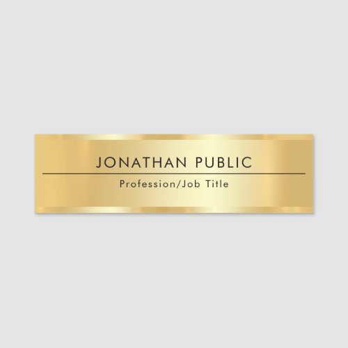 Employee Staff Template Custom Elegant Modern Gold Name Tag