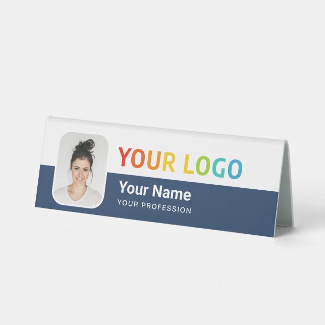 Employee Table Tent Logo, Name, Photo, Qr Code (Front)