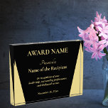 Employee Team Service Recognition Achievement Gold Acrylic Award<br><div class="desc">Create your own custom, personalized, elegant, modern, professional, high quality, classy, black and faux gold, business office corporate employee recognition / appreciation, presentation acrylic block award. To personalize, enter the name of the award, name of the employee / staff / executive / recipient, information about the award, and month date...</div>
