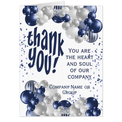Employee Team Thank You Appreciation Navy Jumbo Card