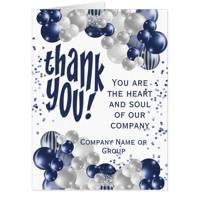 Employee Team Thank You Appreciation Navy Jumbo Card | Zazzle