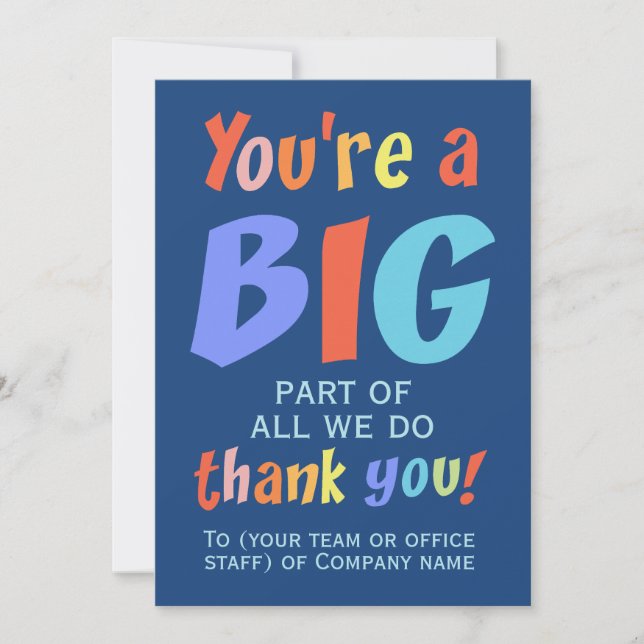 Employee Team Thank You Company Card (Front)