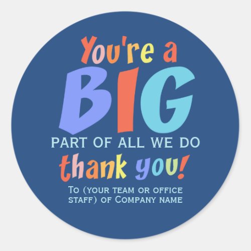 Employee Team Thank You Company Classic Round Sticker