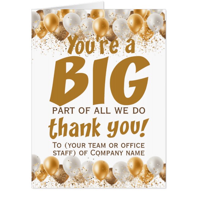 Employee Team Thank You Company Jumbo Card (Front)