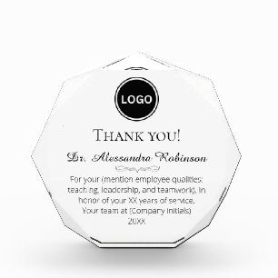 Employee Thank you appreciation gift Acrylic Award