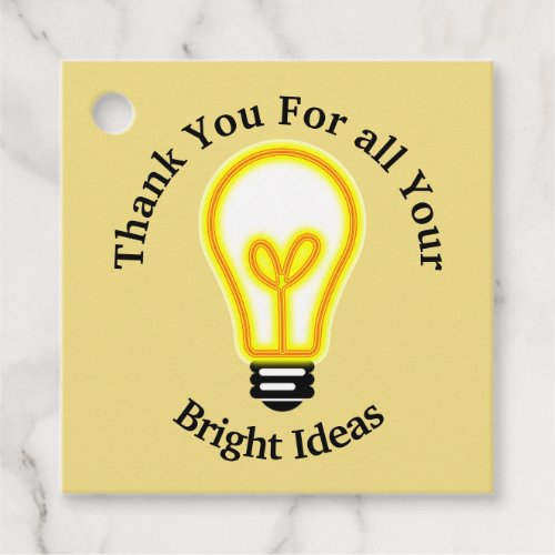 Employee Thank You Bright Ideas Bulb Appreciation Favor Tags