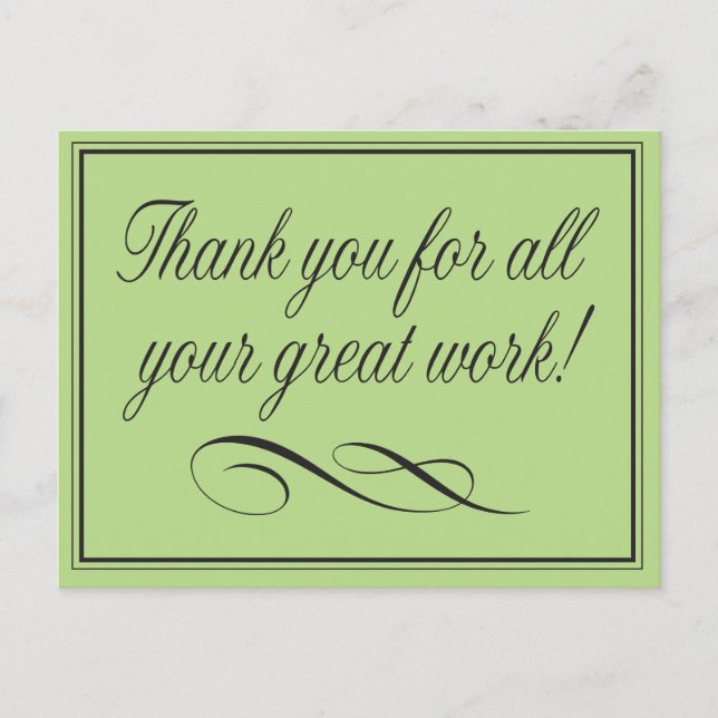Employee Thank You for Great Work Postcard (Front)