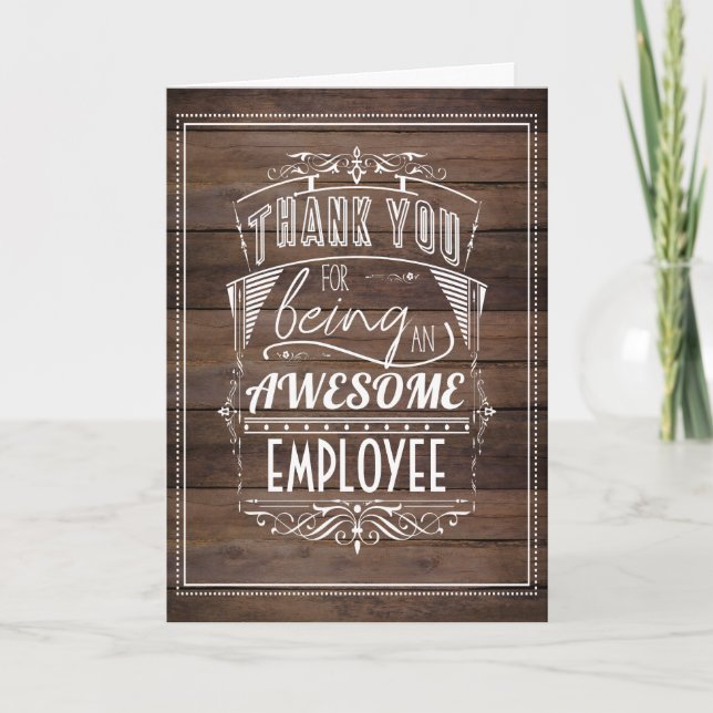 Employee Thank You Rustic Appreciation Card (Front)