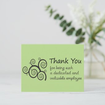 Employee Thank You with swirly vine Postcard | Zazzle