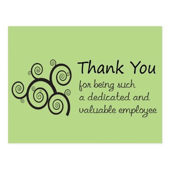 Employee Thank You with swirly vine Postcard | Zazzle.com