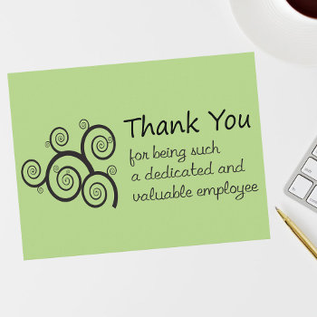 Employee Thank You With Swirly Vine Postcard by SayWhatYouLike at Zazzle