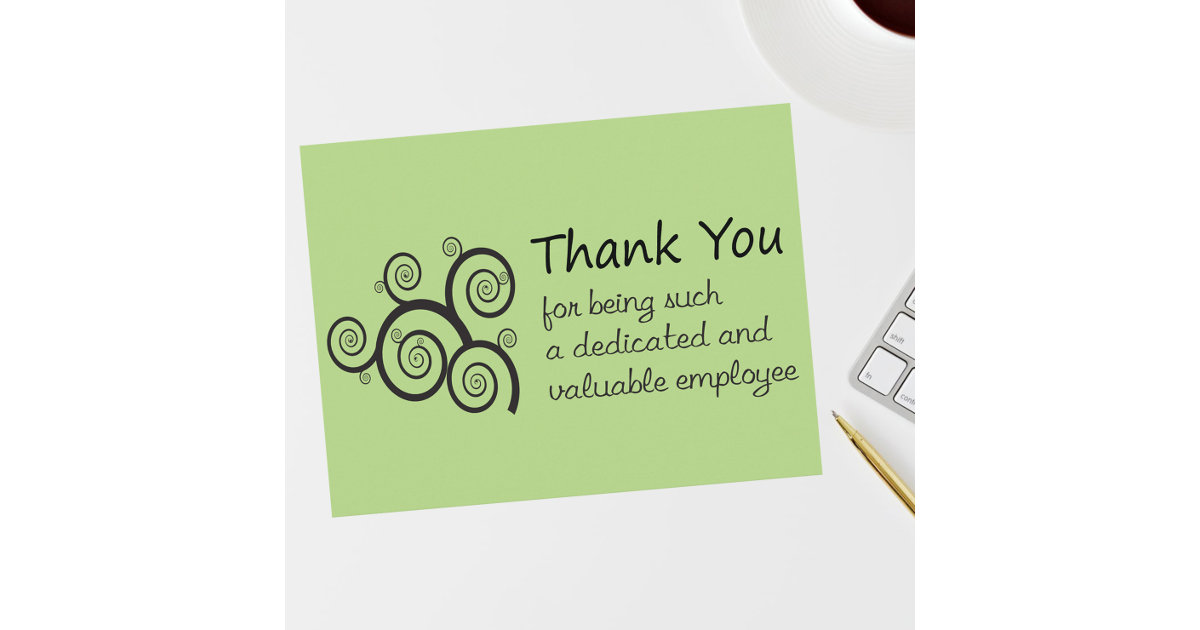 Employee Thank You with swirly vine Postcard | Zazzle