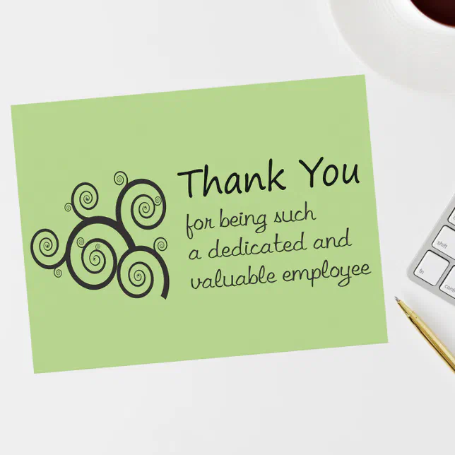 Employee Thank You with swirly vine Postcard | Zazzle