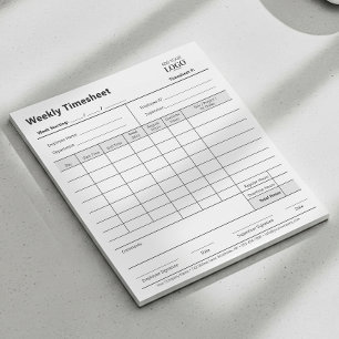 Employee Timesheet Notepad   Weekly Work Hours Pad
